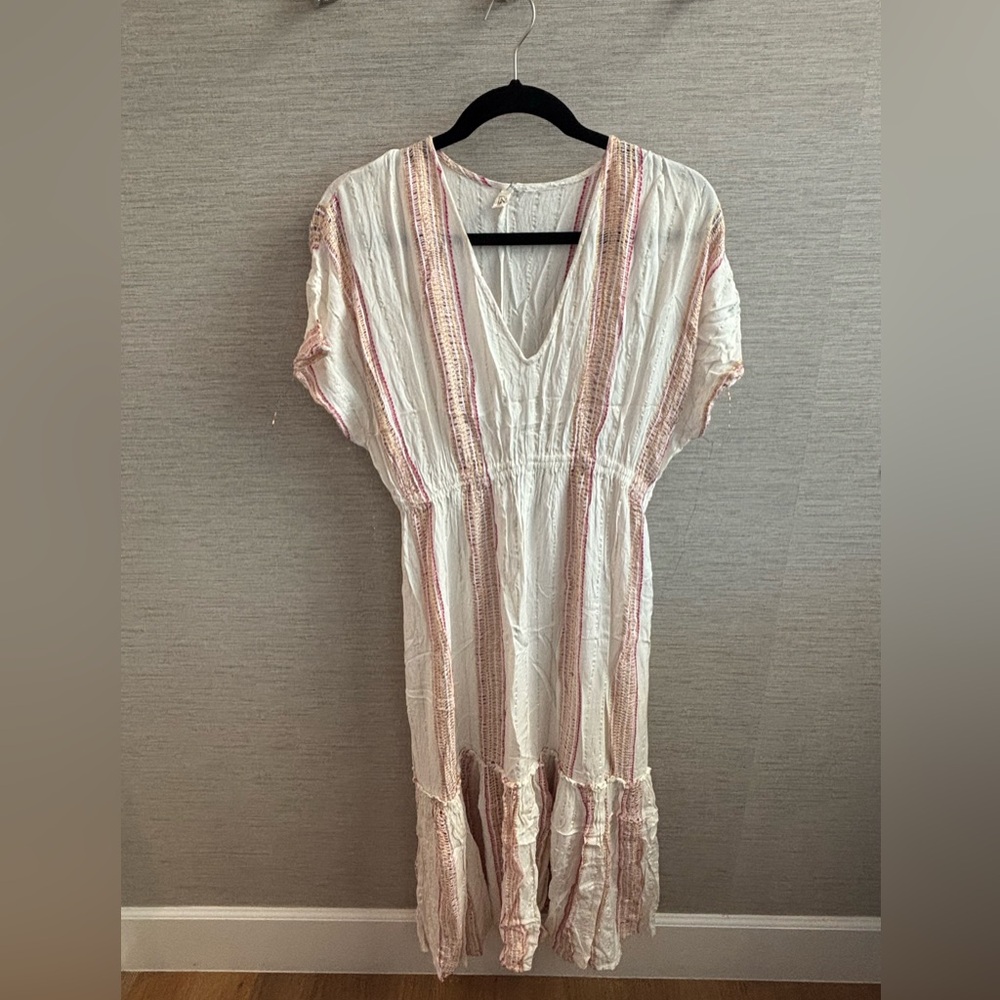 Elan White and Pink Maxi Dress